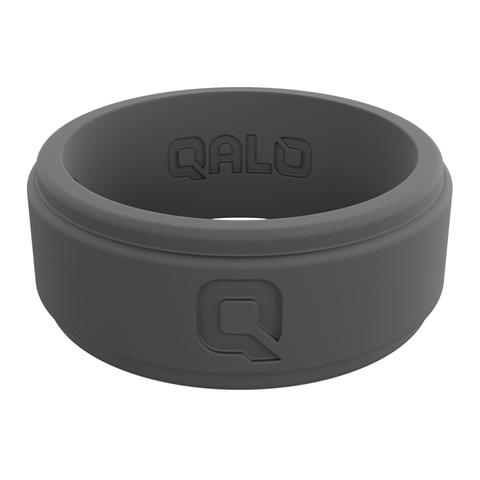 Silicone wedding ring  - QALO Mens Charcoal Flat Step Q2X